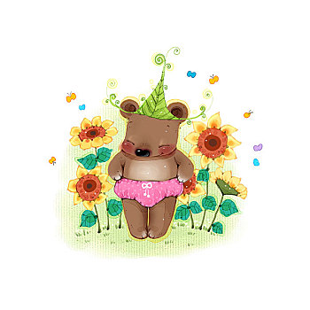 泰迪熊,熊,向日葵