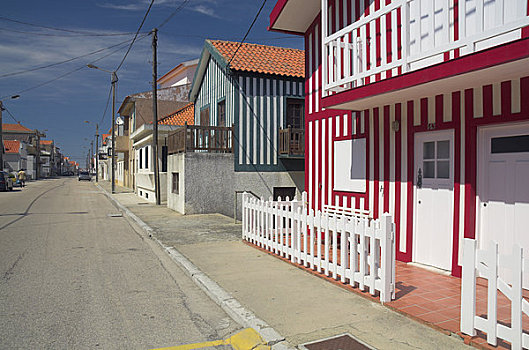 传统,条纹,涂绘,房子,贝拉,滨海,葡萄牙
