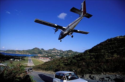 瓜德罗普,法国,西印度群岛,圣巴泰勒米,岛屿,到达,古斯塔瓦,机场,城市