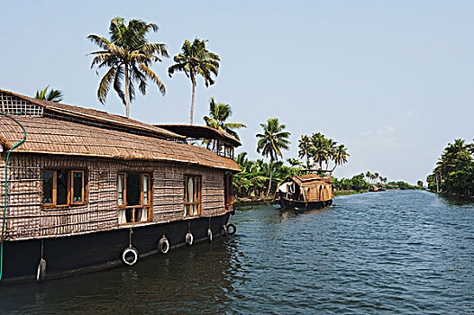 船屋,泻湖,地区,喀拉拉,印度