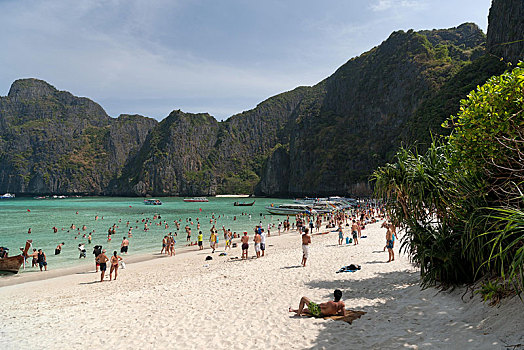 大量,旅游,沙滩,玛雅海滩,苏梅岛,岛屿,普吉岛,泰国,亚洲
