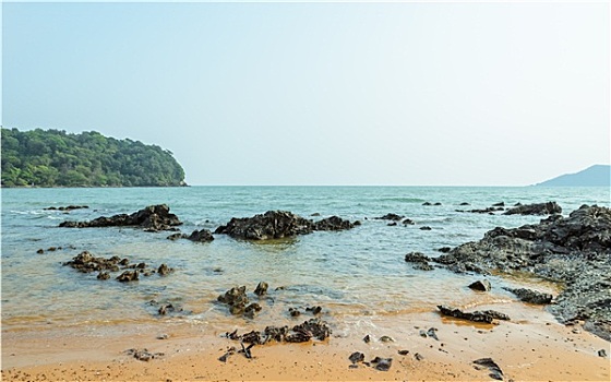 热带,石头,岸边,海滩,泰国
