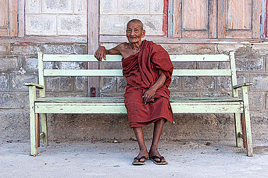 僧侣,寺院,靠近,掸邦,茵莱湖,缅甸,亚洲