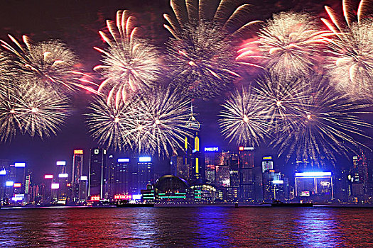 香港維港煙花夜景