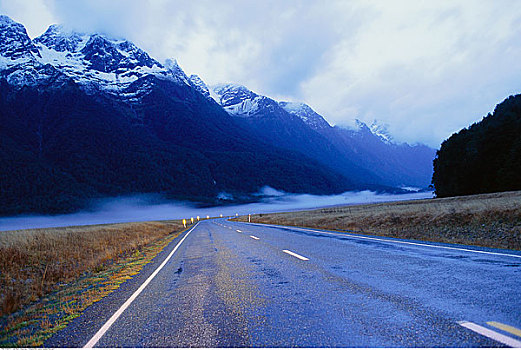 道路,米尔福德峡湾,南岛,新西兰