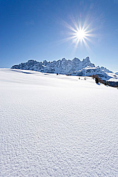 雪,景色,上升,山,西玛,高处,白云岩,背影,特兰迪诺,意大利,欧洲