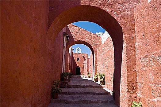 拱道,建筑,卡塔琳娜,寺院,阿雷基帕,秘鲁
