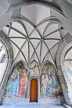 壁画,回廊,教堂,图像,传说,苏黎世,瑞士,欧洲