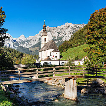 教区教堂,疼痛,贝希特斯加登地区,上巴伐利亚,德国,欧洲