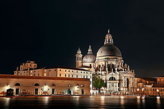 威尼斯,夜晚,圣马利亚,行礼,教堂,历史,建筑,意大利