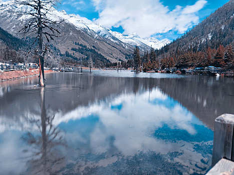 雪山下的河流