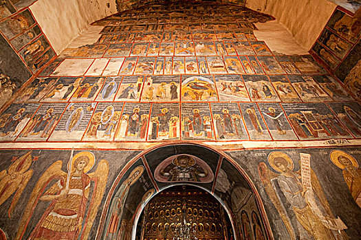 拱形,入口,东正教,罗马式,壁画,布加勒斯特,罗马尼亚
