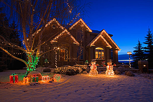 房子,圣诞灯光,装饰