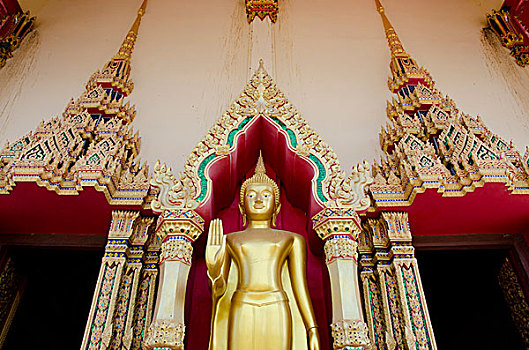 泰国,苏梅岛,寺院,佛教寺庙,金色,佛像,庙宇,户外,遮盖,反射,砖瓦
