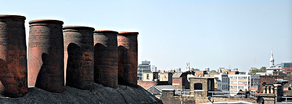 屋顶风光,烟囱,罐,斯匹泰尔费尔茨,伦敦