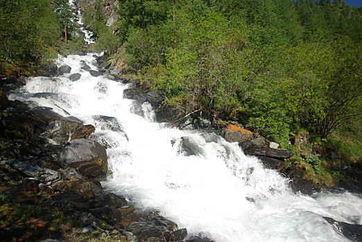 山,河,水流,峡谷,石头,岩石,陆地,靠近,漂亮,山景