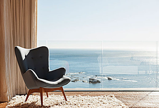椅子,晴朗,窗户,远眺,海洋