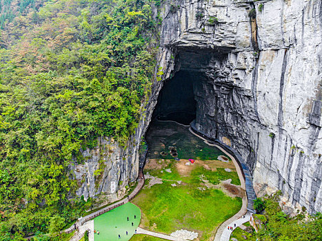 航拍湖北恩施利川腾龙洞风景区