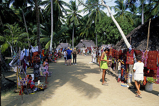 巴拿马,岛屿,库纳印第安人,销售,游客