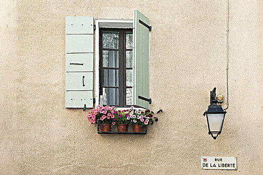 建筑,窗,隆河阿尔卑斯山省,普罗旺斯,法国,欧洲