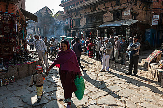 街景,商店,巴克塔普尔,尼泊尔,亚洲