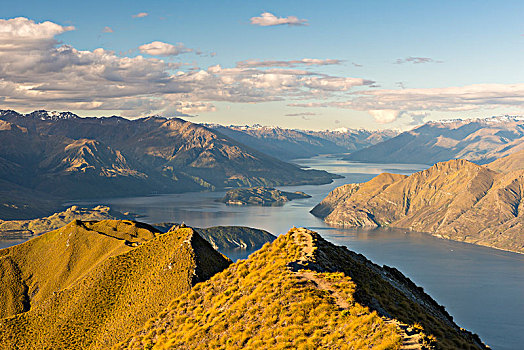 风景,顶峰,瓦纳卡湖,山,奥塔哥,南部地区,新西兰,大洋洲