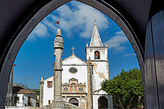 圣玛丽亚教堂,美景,城镇,奥比都斯,地区,葡萄牙,欧洲