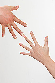 五指打开的两只手相连