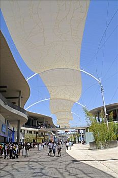 遮阳伞,户外,亭子,2008世博会,世界博览会,萨拉戈萨,阿拉贡,卡斯提尔,西班牙,欧洲