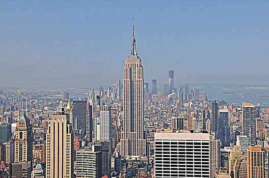 眺望台,洛克菲勒中心,帝国大厦,市区,曼哈顿,纽约,美国,北美
