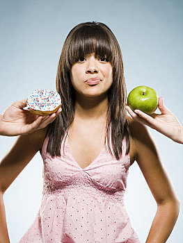 女人,决定,甜甜圈,青苹果