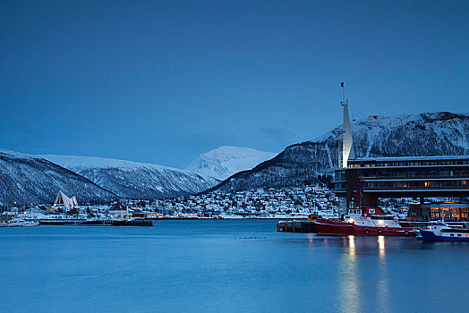 港口,特罗姆瑟,冬天,挪威,欧洲