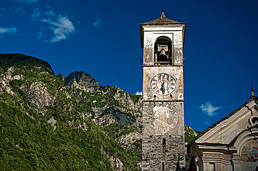 钟楼,韦尔扎斯卡谷,提契诺河,瑞士,欧洲