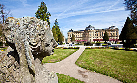 花园,维尔茨堡,巴洛克,宫殿,世界遗产,巴伐利亚,德国,欧洲