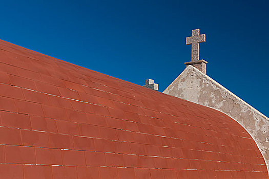 屋顶,十字架,墓地,博尼法乔,科西嘉岛,法国,欧洲