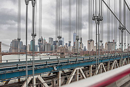 风景,纽约,天际线,曼哈顿大桥,美国