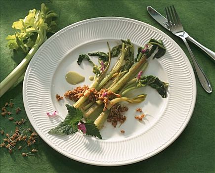 蒸制,芹菜,小麦,芽