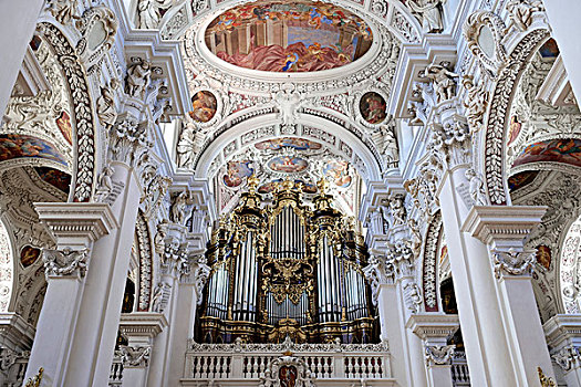 琴乐器,大教堂,帕绍,下巴伐利亚,巴伐利亚
