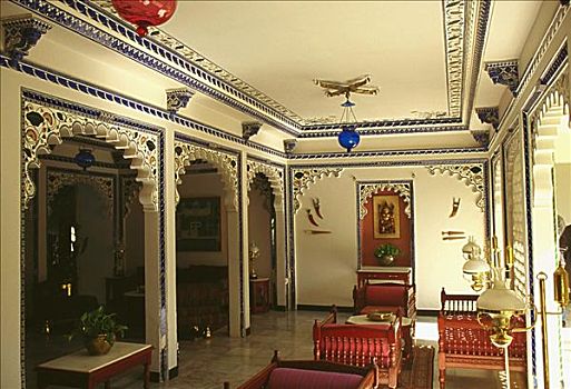 室内,酒店,湖上皇宫,乌代浦尔,拉贾斯坦邦,印度