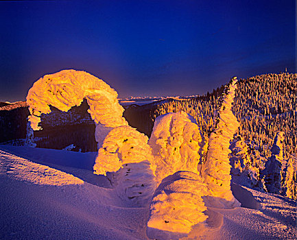 雪,灵异,日落,大,山,白鲑,山脉,蒙大拿,美国