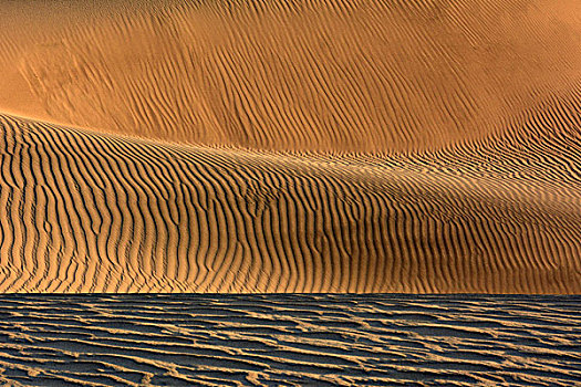 沙子,波纹,沙丘,死亡谷国家公园,加利福尼亚,美国