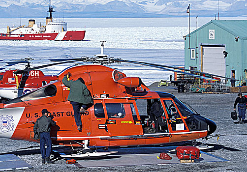 南极,岛屿,车站,直升飞机,离开