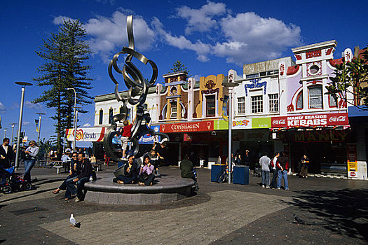 澳大利亚,靠近,悉尼,男人味,步行街,人,雕塑