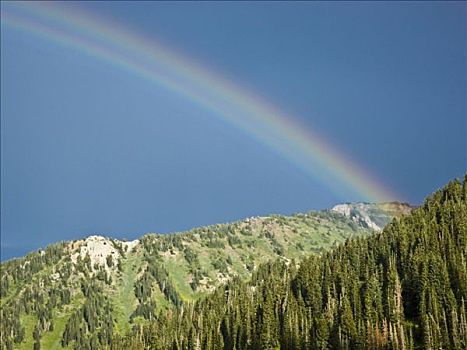彩虹,上方,山脉