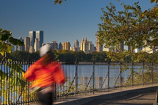 美国,纽约,曼哈顿,中央公园,早晨,慢跑者