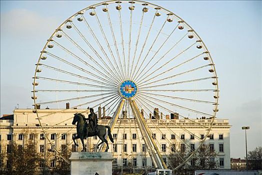 纪念,路易十四,巨大,轮子,地点,里昂,法国