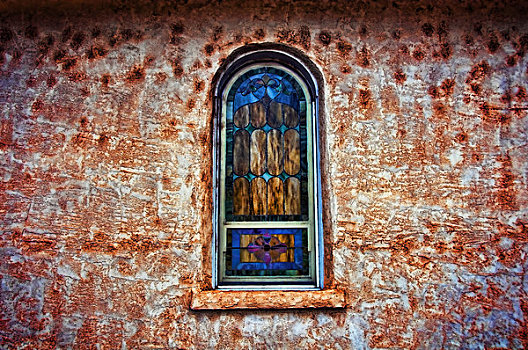 新墨西哥,砖坯,教堂,墙壁,窗户