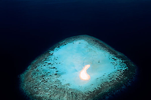 马尔代夫,航拍,环礁,礁石