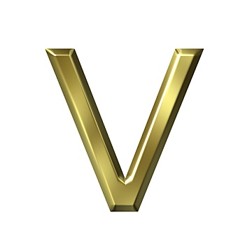 金色,字母v
