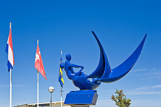 雕塑,伴侣,航行,码头,波罗的海,石荷州,德国,欧洲